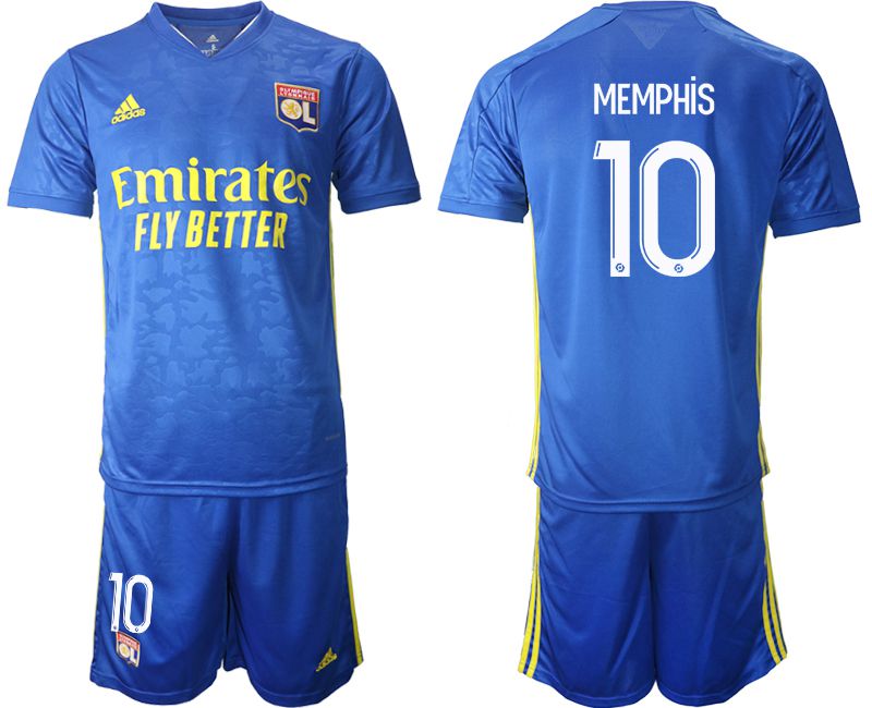 Men 2020-2021 club Olympique Lyonnais away #10 blue Soccer Jerseys